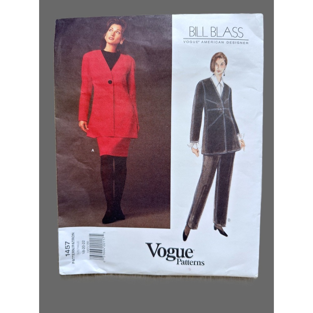 Vogue Designer Bill Blass Sew Pattern Gorgeous Jacket Skirt Pants‎ (18-22) UCFF